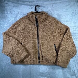 WALLFLOWER Sherpa Fleece Full Zip Jacket Camel Tan Brown 1X‎